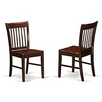 East West Furniture NFC-MAH-W Kitchen/Dining Chair Set with Wood Seat, Mahogany Finish, Set of 2