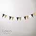 Ling's moment 10 Feet Paper Flag Banner, Triangle Banner Flags, Vintage Style Pennant Banner, Black & Gold Pennant Flags for Graduation, Wedding, Baby Shower, Event & Party Supplies, 15pcs Flags