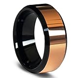 Rose Gold Beveled Tungsten Carbide Ring Highly Reflective Polish Wedding Bands 8mm (10)