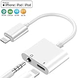 Headphone Adapter for iPhone 8/8Plus Headphone Jack aux Adapter for iPhone X/XS/8/8Plus/7/7Plus Converter Adapter Accessories Charge Cables & Audio Connector 2 in 1 Earphone Splitter Support iOS 12