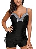 Bulawoo Womens Athletic Underwire Tankini Top with Shorts Swimsuit Swimwear Plus Size (S-XXXL)