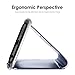 Anyos Galaxy S9 Plus Case, Half-Clear View Standing Mirror Flip PC Cover for Samsung Galaxy S9+, Silver