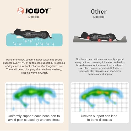 JOEJOY Extra Large Dog Sofa Bed, Waterproof Lamb Fleece PP Cotton XL Dog Bed With Nonskid Bottom, Washable Grey Dog Bed For Large Labrador, German Shepherd, 89x64x23cm