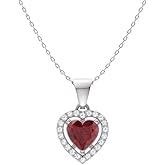 Diamondere Natural and Certified Gemstone and Diamond Heart Petite Necklace in 14k Solid Gold | 0.45 Carat Pendant with 18 Inch Chain Valentine's Day Gift for her