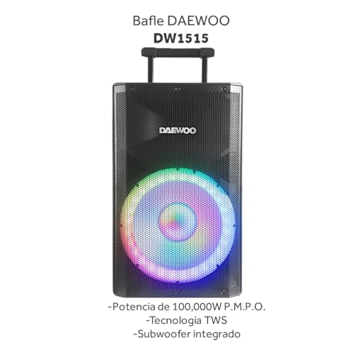 Daewoo Bocina Bafle XPRO TWS 15 Pulgadas Bluetooth Portatíl con Tripie Potencia 100,000W Subwoofer Integrado Entrada para Microfonos Ideal para Karaoke