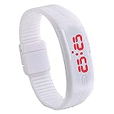Padgene LED Wrist Watch - Silicone Rubber Gel Jelly Unisex Bracelet, Digital Band, White