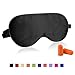 Fitglam Natural Silk Sleep Mask, Best Sleeping Mask Eye Mask Eye Cover for Travel, Nap, Meditation, Blindfold with Adjustable Strap for Men, Women and Teenagers (black)