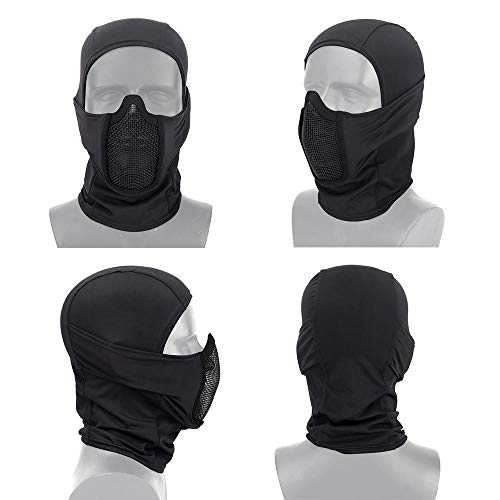 MOGOI Steel Mesh Airsoft Mask, Ninja Style Balaclava Mesh Mask Breathable Half Face Airsoft Mask for Fencing, Airsoft, Paintball, BB Gun, CS Game, Hunting and Shooting, A
