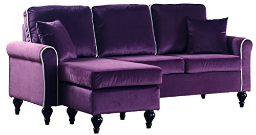 www.semadata.org Madison Home Traditional Small Space Velvet Sectional Sofa with Reversible Chaise ...