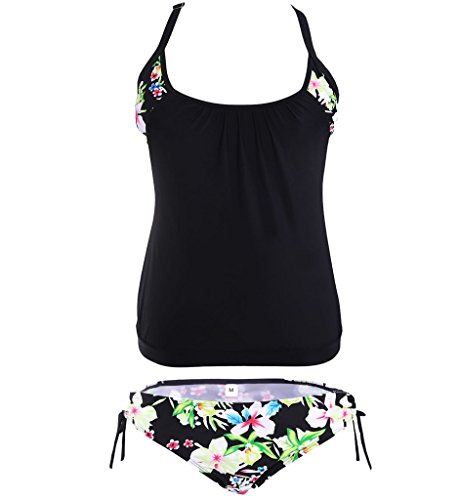 Eternatastic Women's Stripes Lined Up Tankini Swimwear Swimsuit XXXL Floral Printed