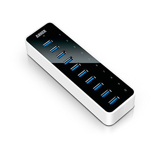 Anker 10-Port USB Data Hub with 60W Power Adapter for PC, XPS, Surface Pro, Macbook, Mac Pro / mini,