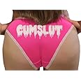 Knaughty Knickers Cumslut Pink and White Bikini Panties for Cum Sluts