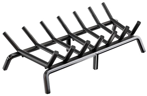 IDZO Solid Steel Fireplace Grate 30 Inch, Upgraded Fireplace Log Grate with Ext…
