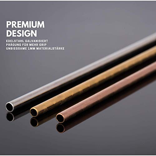 HomeUp Premium Design Edelstahl Strohhalme in Gold, Roségold, Silber (je 2X), 6er Set Wiederverwendbare Trinkhalme inkl… – Bild 5