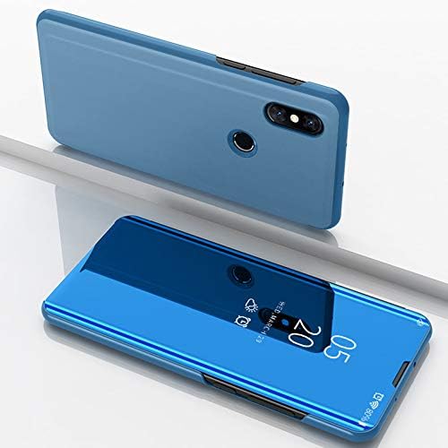BRAND SET Case for Xiaomi Mi Mix 3 Plating Mirror Flip Case Have sleep/wake function Suitable for Xiaomi Mi Mix 3-Blue