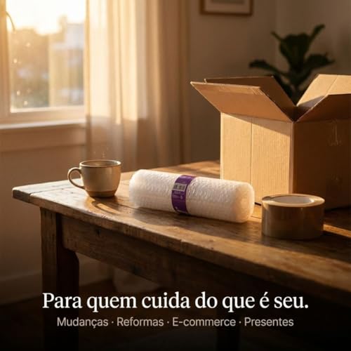 Plástico Bolha 40cm x 5 Metros 40 Micras - Bobina de Plástico Bolha Transparente em Polietileno