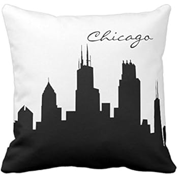 Emvency Throw Pillow Cover Illinois Black and White Chicago America Decorative Pillow Case Home Decor Square 18 x 18 Inch Pillowcase
