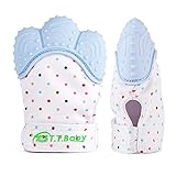 Baby Teething Mitten for Babies Self-Soothing Pain Relief and Teething Glove BPA FREE Safe Food Grade Teething Mitt (Blue Color)