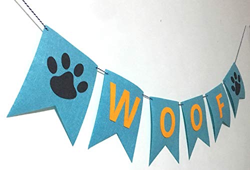 Alemon Woof Dog Birthday Party Banner Garland Paw Pet Birthday Decoration Supplies