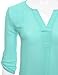 JJ Perfection Women's Solid Woven 3/4 Sleeve V-Neck Chiffon Blouse Top