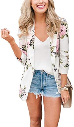 Women's Casual Lightweight Soft Floral Open Front Blazer Jacket