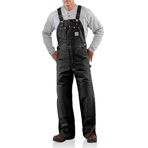Carhartt Men's Quilt Lined Duck Bib Overalls R02,Black,42 x 30