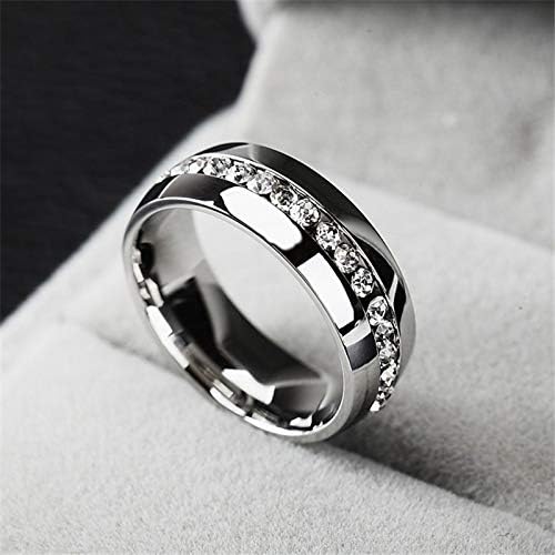 Sixlus Fashion single row with diamond ring Round Diamond Ring