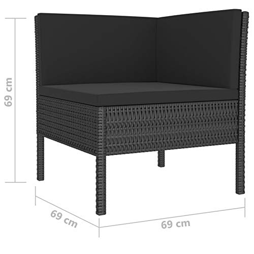 Festnight 4-TLG. Garten-Lounge-Set mit Auflagen Gartenmöbel-Set Gartensofagarnitur Lounge Sofa Garnitur Poly Rattan Lounge Set Sitzgarnitur Garten Sitzgruppe Poly Rattan Schwarz – Bild 4