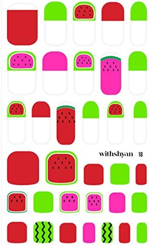 WithShyan Self-Adhesive Trendy Nail Art Stickers, Naked Watermelon, 30 g