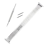 Men’s Stainless Steel Stretch Watch Band, Flex Radial Expansion Replacement Strap, 16-19 mm, Straight End, Expandable Ends - Stainless Steel