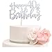 Happy 40th Birthday Cake Topper - Hello 40 - Cheers to 40 years Party Decorations Silver Glitter