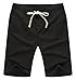 ZYFMAILY Men's Linen Casual Classic Fit Drawstring Summer Beach Shorts, Black, Small