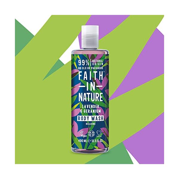 Faith-in-Nature-Natural-Lavender-Geranium-Body-Wash-Nourishing-Vegan-Cruelty-Free-Parabens-and-SLS-Free-400-ml Faith In Nature Natural Lavender and Geranium Body Wash, Nourishing, Vegan and Cruelty Free, No SLS or Parabens, 400 ml