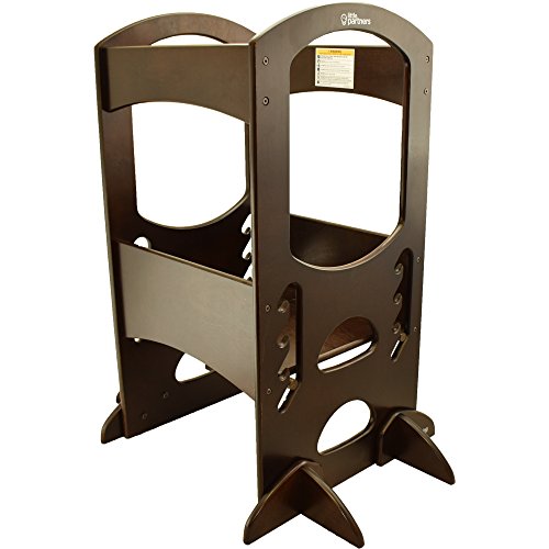 Little Partners' Kids Learning Tower - Child Kitchen Helper Adjustable Height Step Stool, Wooden Frame, Counter Step-Up Active Standing Tower (Espresso)