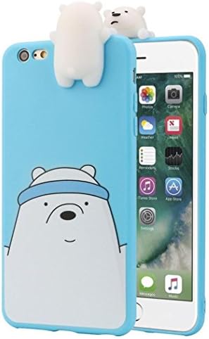 ALeis Big Sale 3D Cartoon Animals Cute We Bare Bears Soft Silicone Case Cover Skin for iPhone Candy Colour Lovely Girly Bear Design (iphone7plus/8plus, Blue)