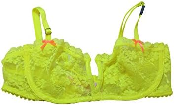 Victoria's Secret Very Sexy Unlined Bra Neon Yellow Lace Embroidery 34C