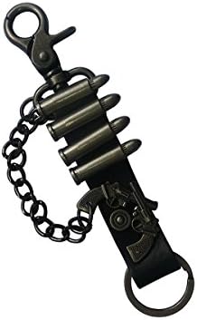 Yinfaxin Creative Pistol Bullets Brown Leather Keychain Key Holder Key Ring for Men Women