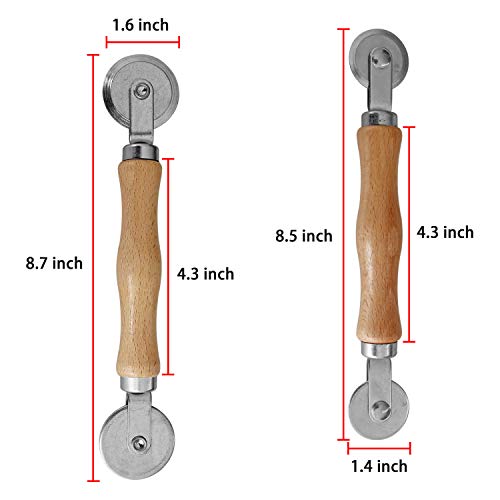 Screen Retainer Rolling Tool Spline Repair Roller with Wooden Handle and Steel Bearing Wheelï¼ˆPack of 2ï¼‰