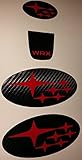 2015-2018 WRX carbon fiber steering wheel decals center lower front and rear badge set compatible with Subaru (Red)