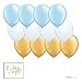 Andaz Press 11-inch Latex Balloon Trio Party Kit with Gold Cards & Gifts Sign, Baby Blue, White and Gold, 12-pk, Boy 1st Birthday Baby Shower Baptism Communion Christening