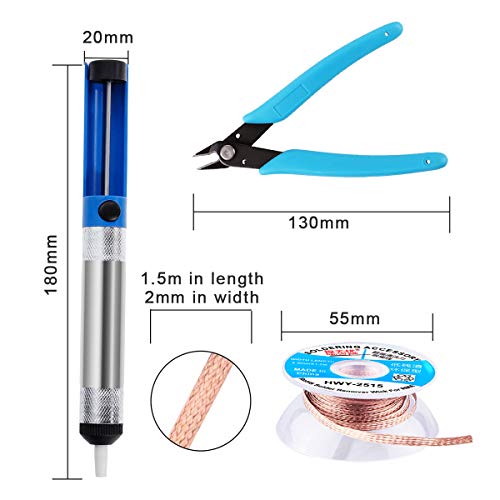 image for Crazepony Desoldering Pump, Desoldering Wick, Micro Shear Wire Cutter 