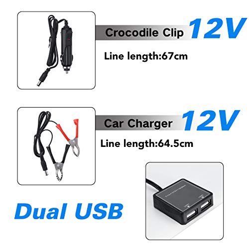 Solar Panel 50W 18V 12V Bendable Flexible, Waterproof Solar Car Battery Charger Maintainer Portable Trickle Charger ,Charging Clip Line for Motorcycle RV Boat with 10A Charge Controller Kits