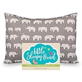 Little Sleepy Head Toddler Pillowcase 13x18-100% Organic Cotton & Hypoallergenic - Happy Elephants