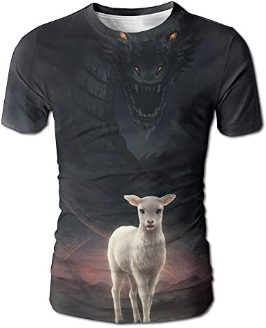 Gentleman A Lamb Under The Mouth Of A Dragon Simple Short Sleeve Shirt Fashion Printed T Shirt Tunic Tops