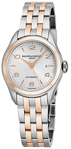 Baume & Mercier Clifton Womens Two Tone Automatic Watch - 30mm Analog Silver Face Swiss Luxury Dress Watch For Women 10152