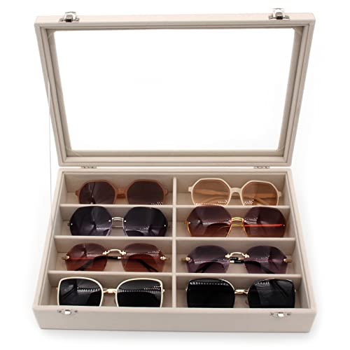 KLOUD City Velvet Sunglasses Organizer, Glasses Storage Box Sunglasses Storage Holder Box,Glasses Display Case with 8 Slots