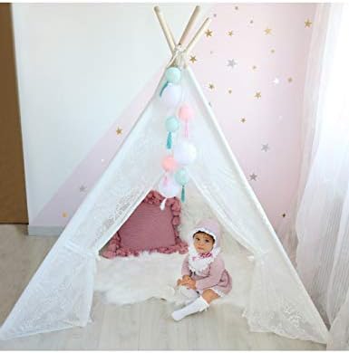 YXYSHU Full Lace Teepee Tent For Kids Toys For Children Indoor Outdoor Play Tent Girls Playhouse Baby Tipi Dream Princess Room