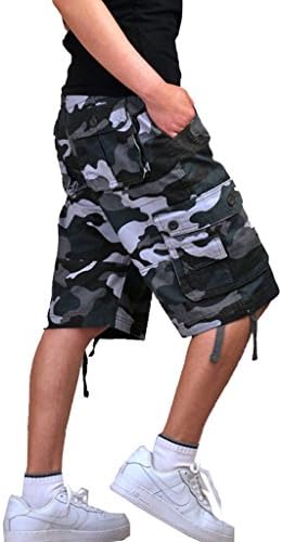 OLRAIN Men's Cotton Loose Fit Multi Pocket Cargo Shorts Pants