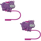 STRACOUPI Hippo Silicone Straw Covers for Stanley Cup, Reusable, Cute Toppers Accessories for Tumblers, 2PCS Decorative & Personalized Straw Cover Cap (b)
