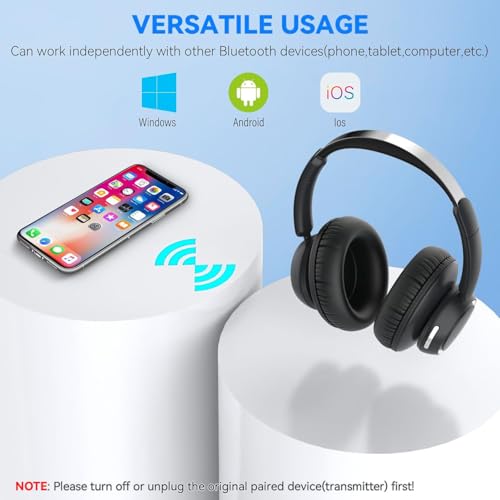ANSTEN TV Headphones Wireless, 35Hrs Playtime, No Audio Delay | Wireless headphones for seniors, easy to set up, wireless headphones for TV with charging station